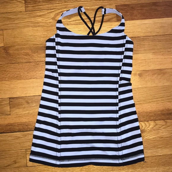 lululemon athletica Tops - Lululemon Blue Black Stripes Tank Top